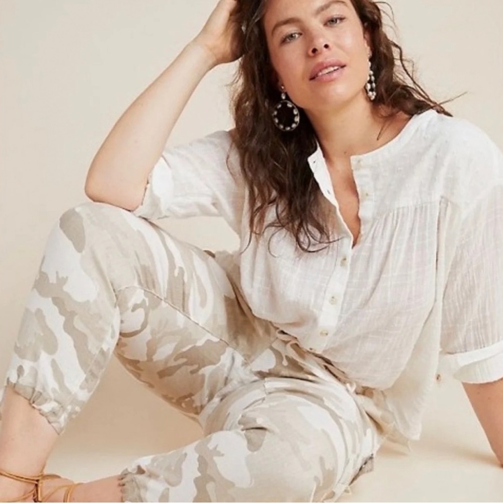 Anthropologie Pilcro Mila Draped Buttondown Top Womens